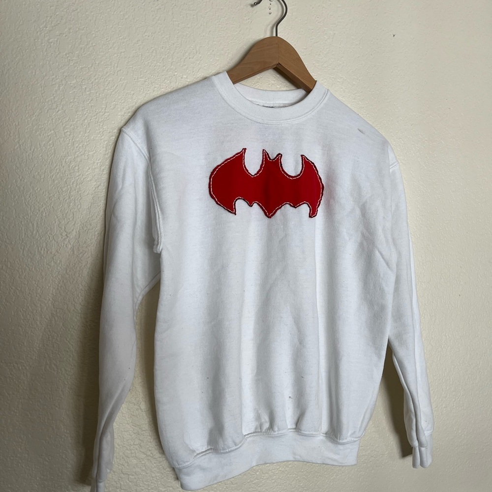 Custom White and red Batman crewneck sweatshirt #Batman